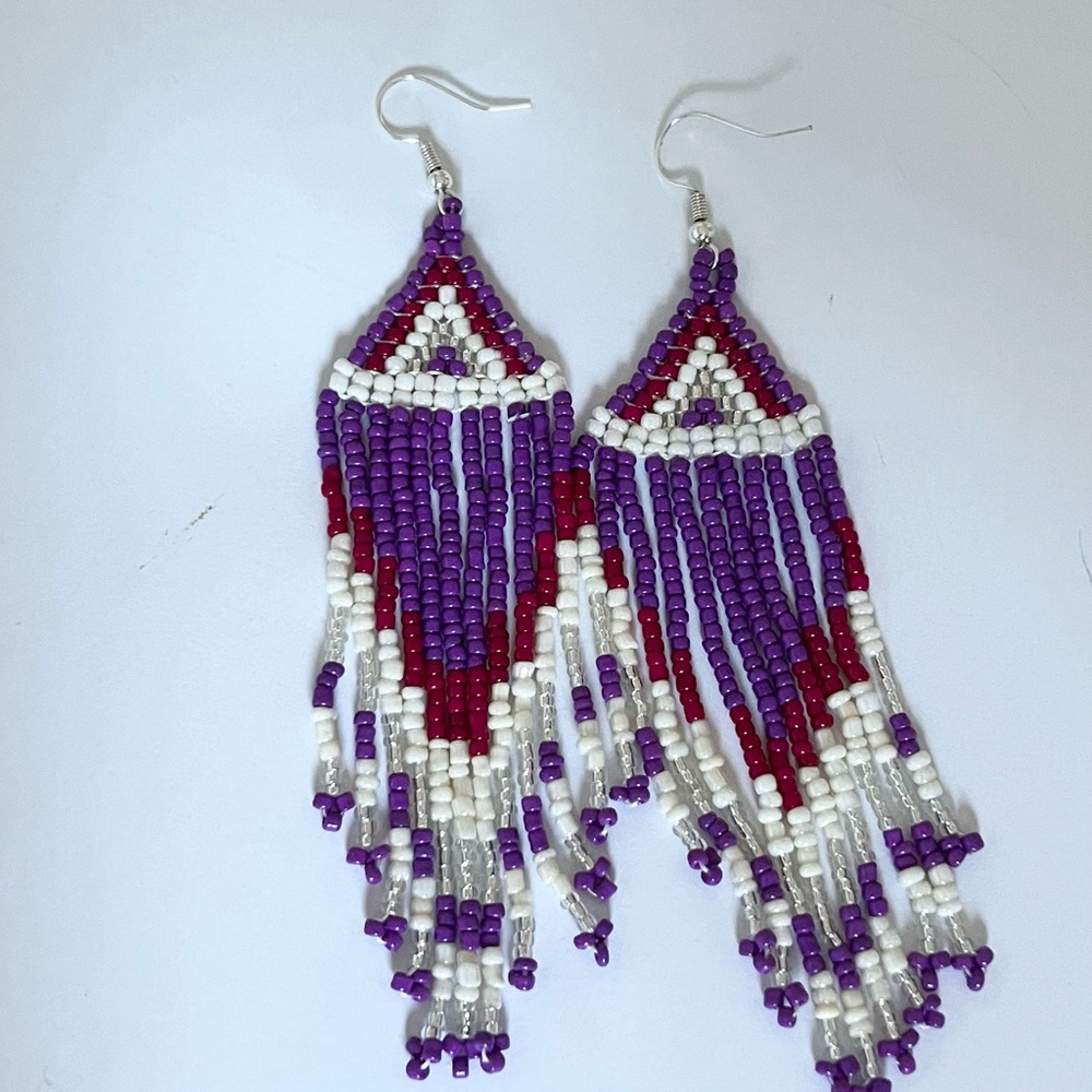 handmade beaded earrings with fringe